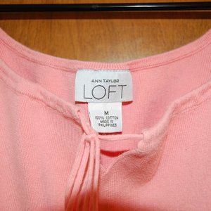 Loft Womens M Sleeveless Tank Sweater Top CORAL Knit Cotton Size MEDIUM chel1026